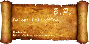 Balogi Polixéna névjegykártya